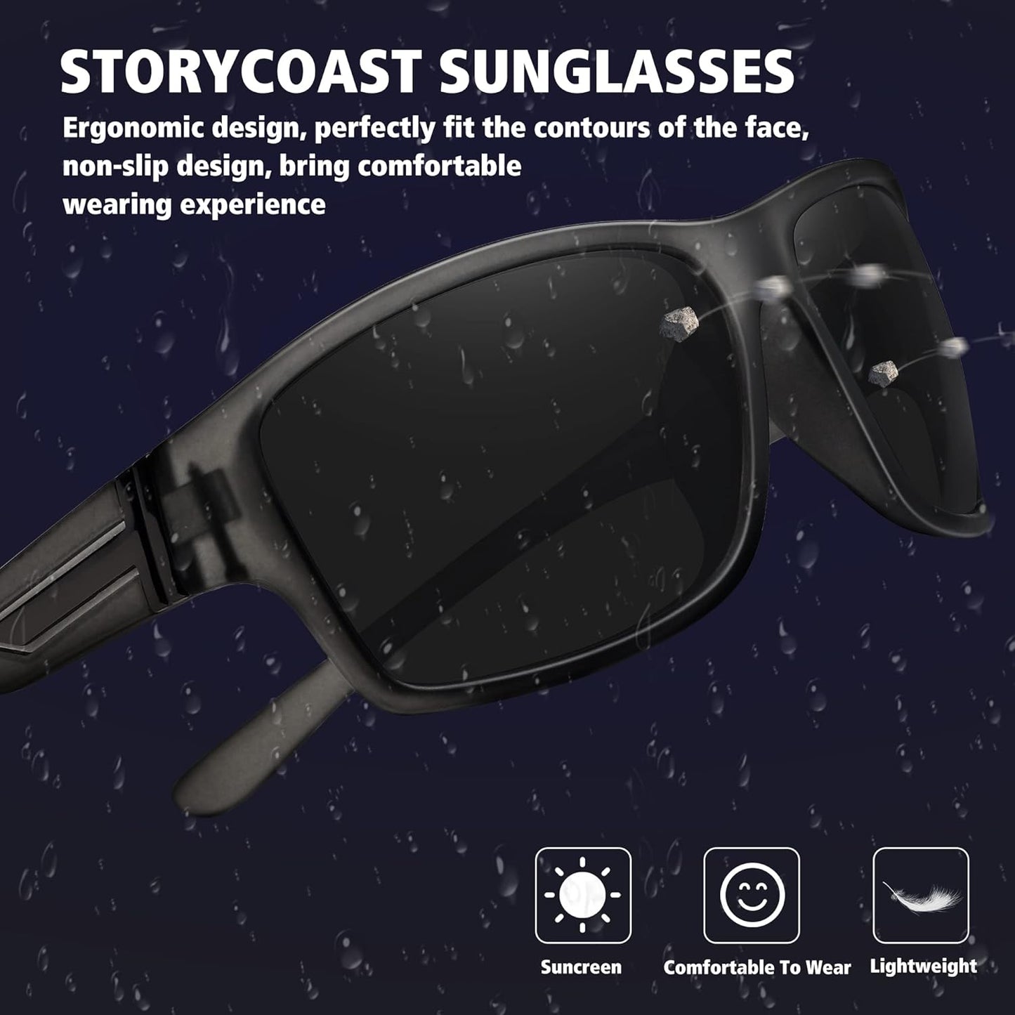 STORYCOAST Polarized Sports Sunglasses for Men Women Unbreakable Frame Cycling Fishing Driving
