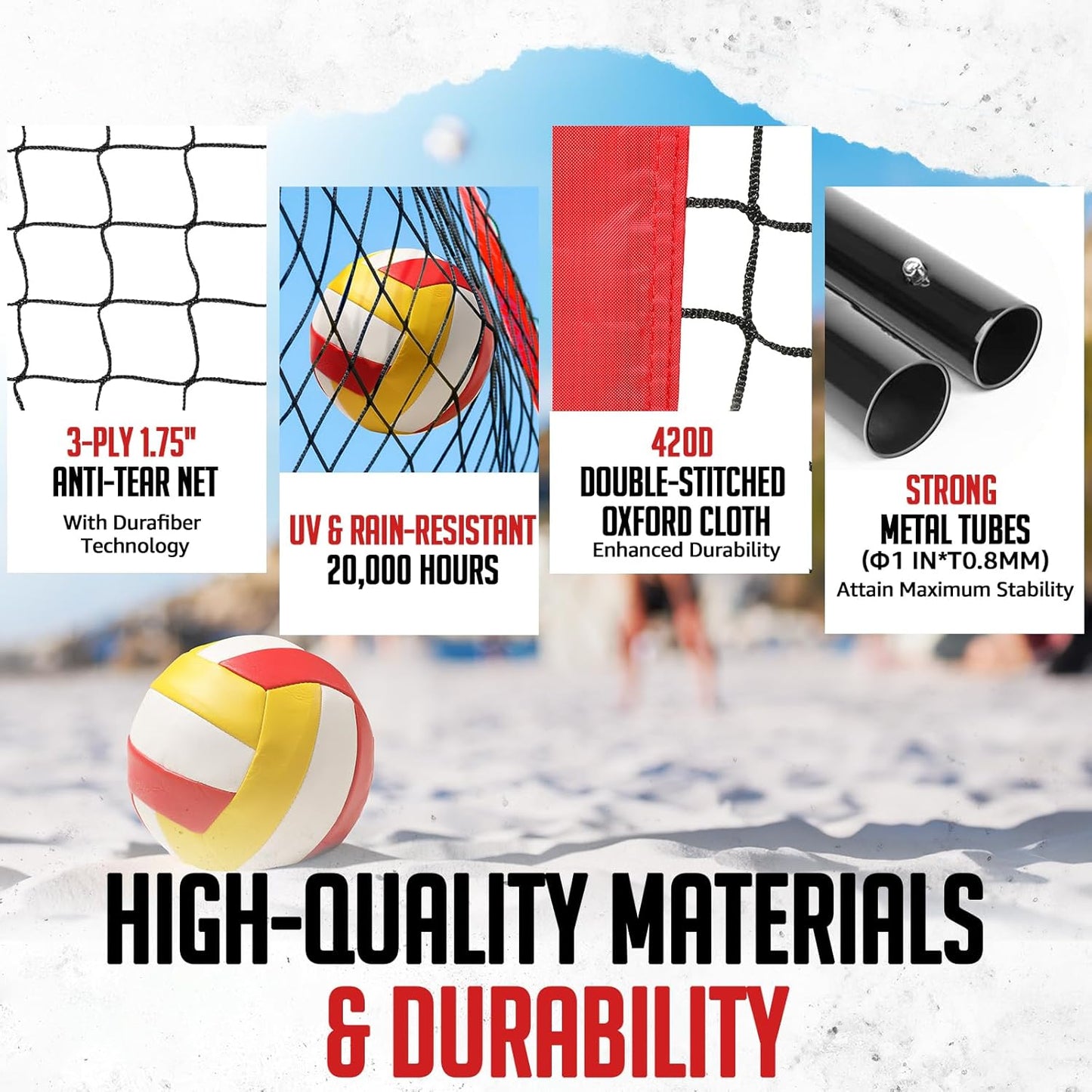 Volleyball Net, 12ft/20ft Training Set Height Adjustable, Portable Freestanding Practice for Hitting or Serving Drills, Pop up With Carry Bag for Backyard or Outdoor