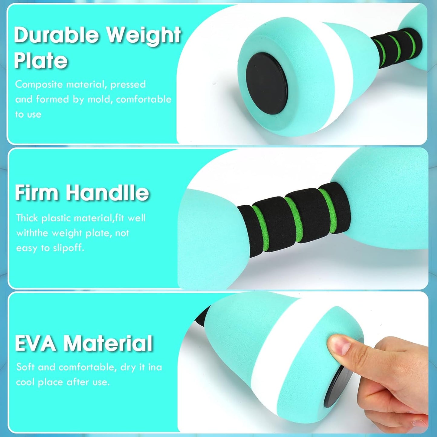 Aquatic Dumbbells, 2PCS Foam Water Weights, Aerobic Exercise Fitness Equipment Dumbbells, Dumbbells Set for Water Aerobics Weight Loss, Pool Fitness, Water Exercise