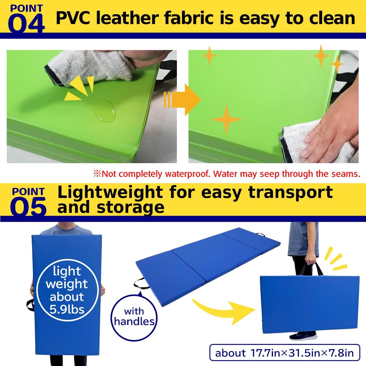 KaRaDaStyle Gymnastics Mat Folding Stretch Mats 71"x31"x2" Exercise Muscle Training Children Play Horizontal Bar Mat Yoga Sports Soundproof Home Use