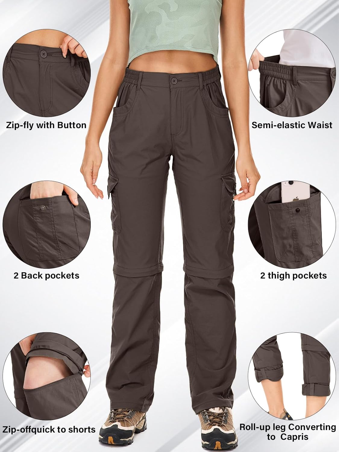 Women's Hiking Pants Convertible Quick Dry Lightweight Zip Off Fishing Travel Safari Pants