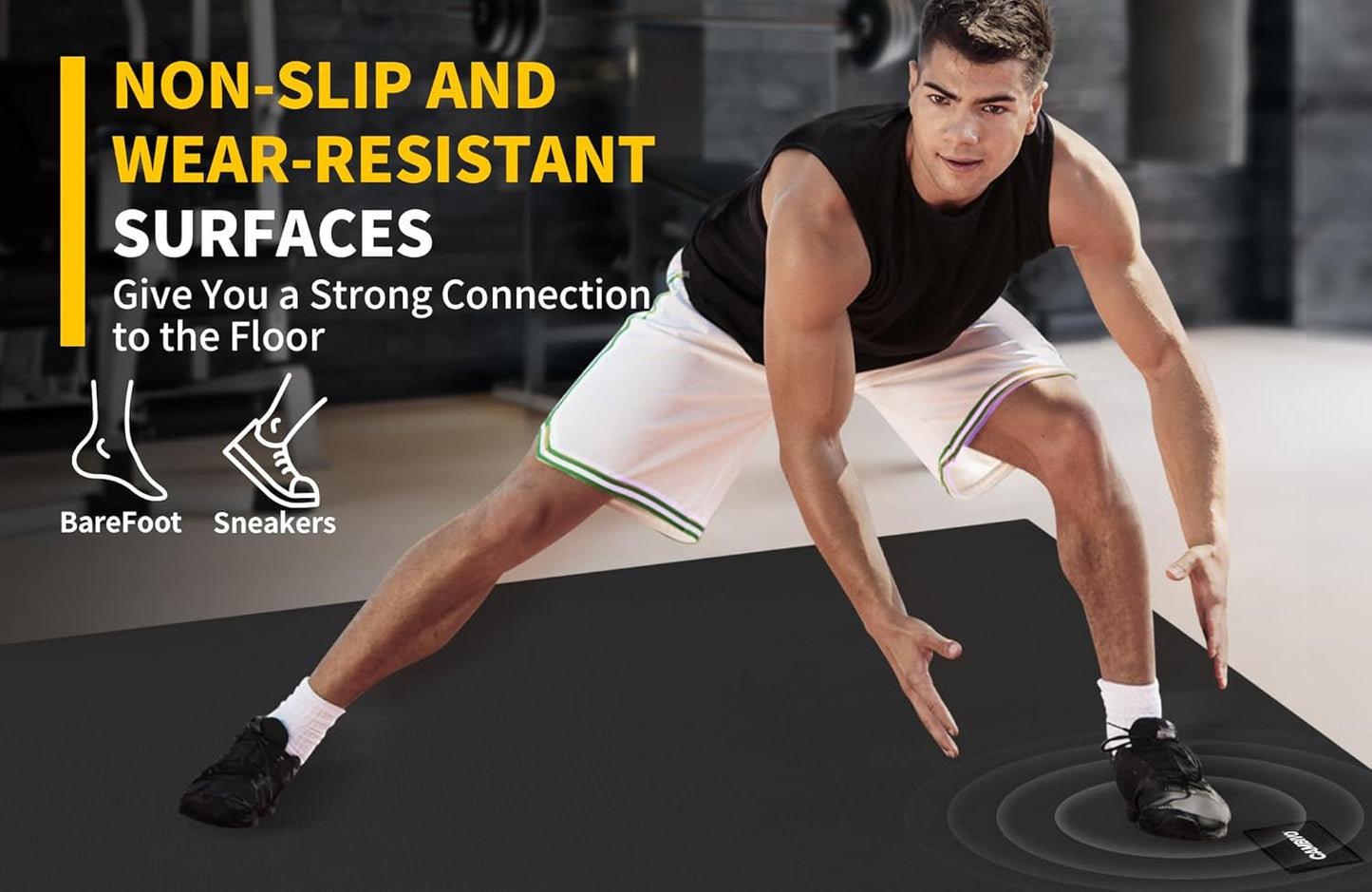 CAMBIVO Large Exercise Mat for Home Workout, 8'x6'/7'x5'/6'x4' (7 mm) Extra Thick Exercise Mat for Home Gym, Shoe-Friendly, Non-Slip Gym Mat for Jump Rope, Weights, Cardio, Fitness