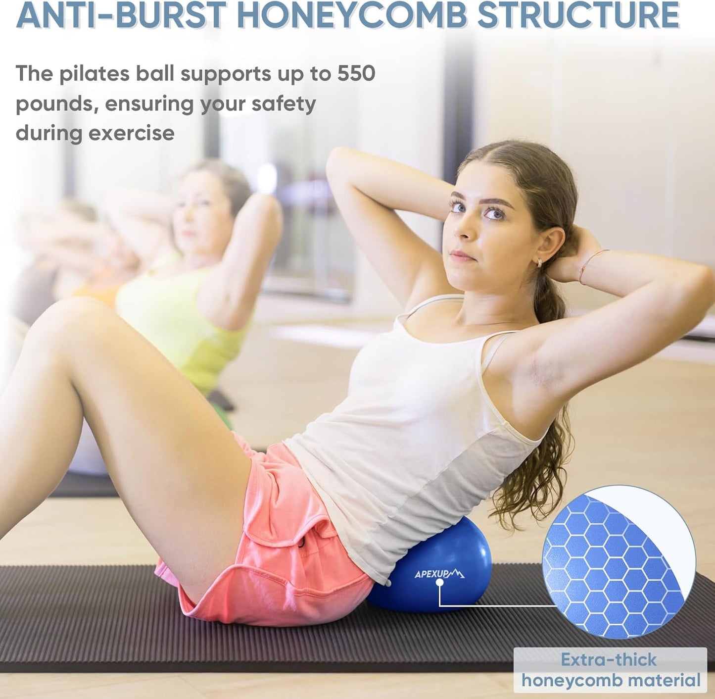 APEXUP Yoga & Pilates Ball - Anti Slip Heavy Duty Gym Ball for Fitness, Balance & Core Workout