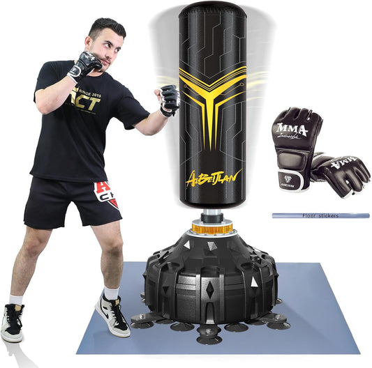 Freestanding Punching Bag with Boxing Gloves, Boxing Bag with Suction Cup Base for Adult Teens-Standing Kickboxing Bag for Home Office Gym