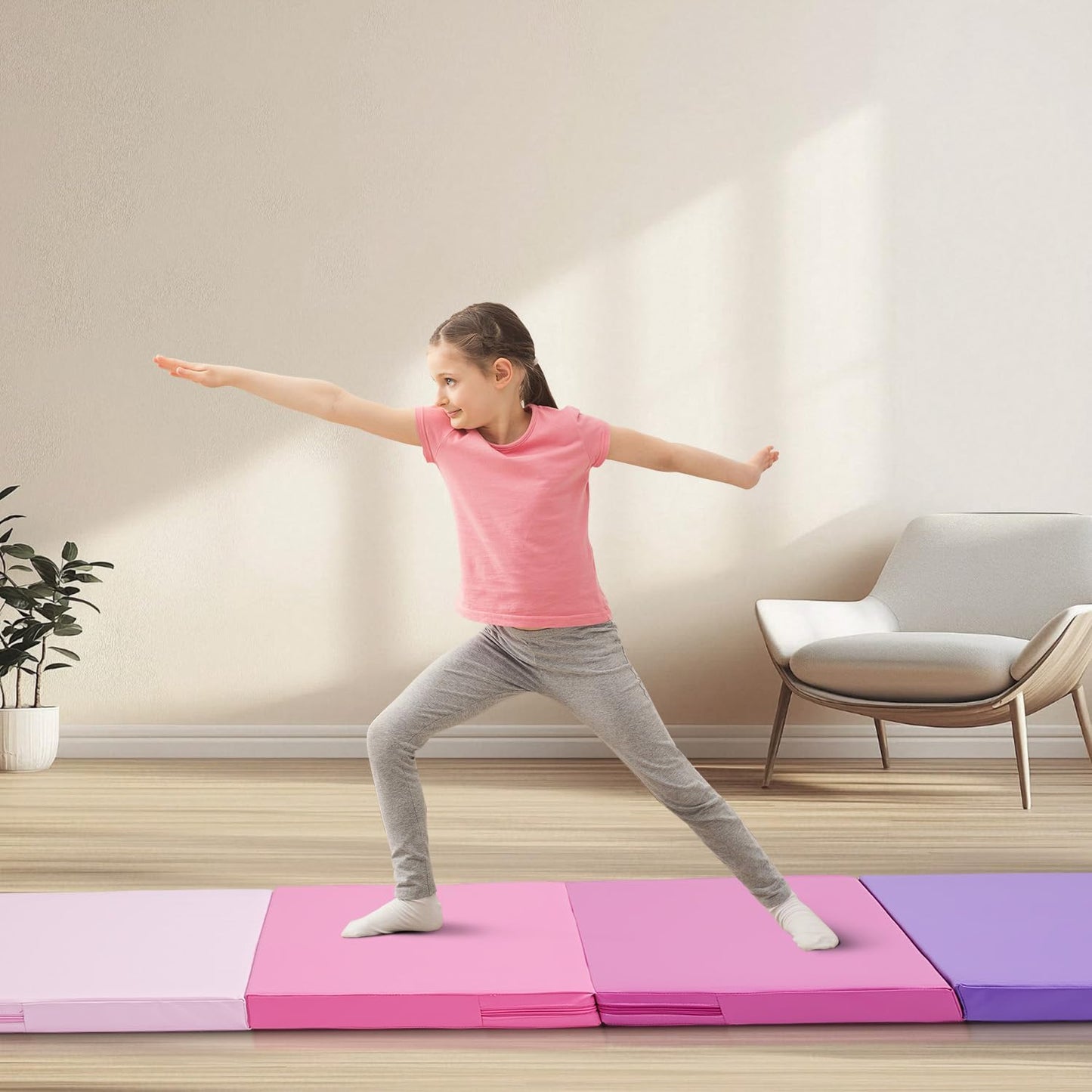 ZENOVA Gymnastics Mat 6'x3'x2''/4'x8'x2'' Exercise Mat Gym Mat for Home Aerobics Workout Foldable Tumbling Mat Children Gifts