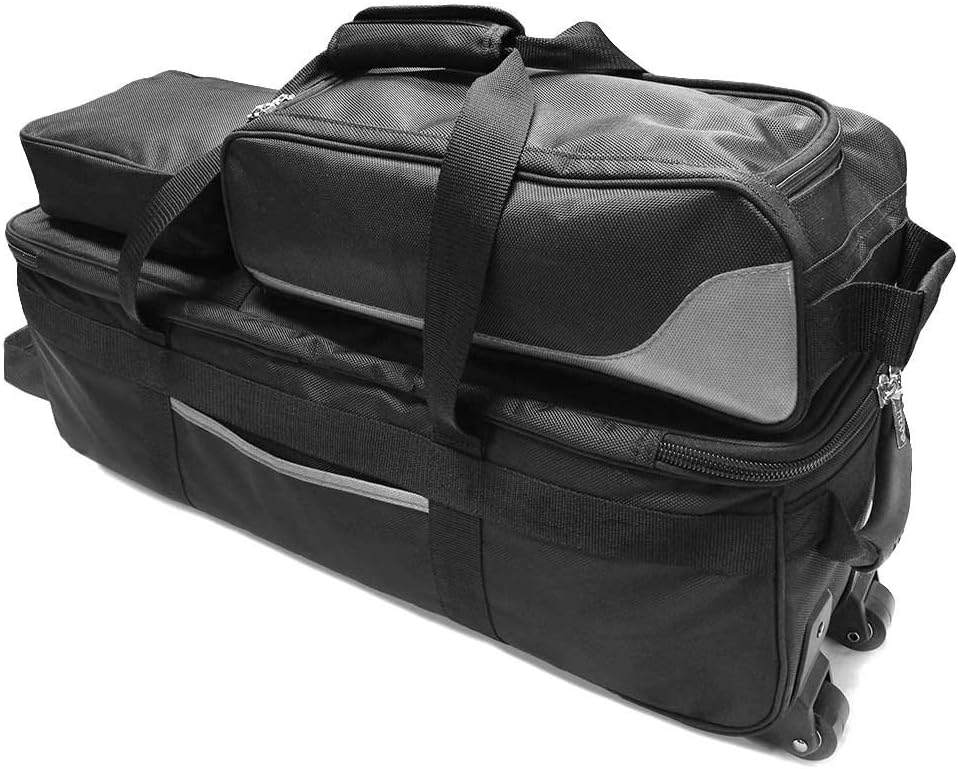Pyramid Path Triple Tote Roller Plus Bowling Bag with Detachable Shoe Bag (Fits US Mens Size 15), Accessory and Side Pocket, Lightweight Travel Design