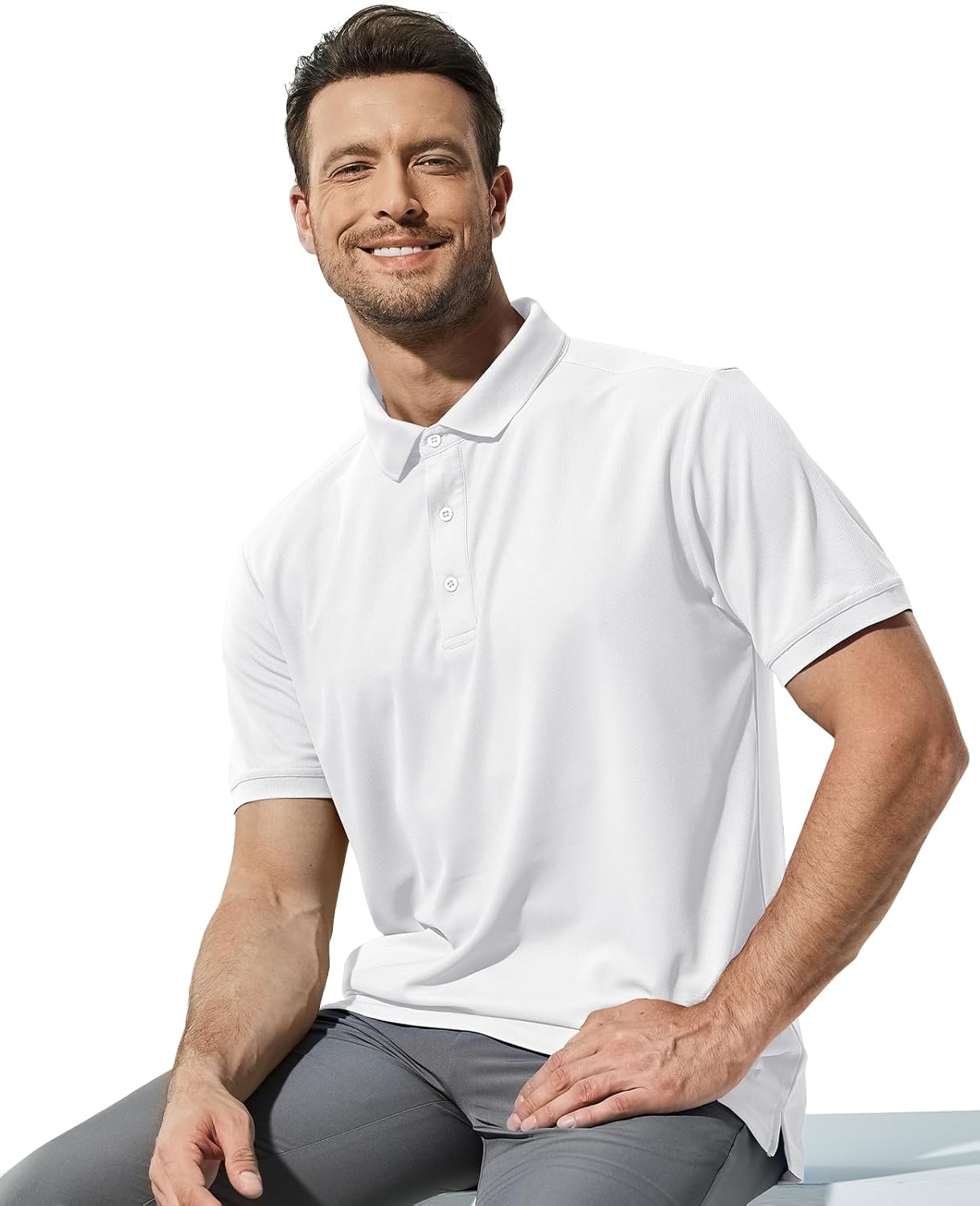 MIER Polo Shirts for Men Short Sleeve Quick Dry Polyester Collared Shirts Casual Golf Shirts, Moisture-Wicking