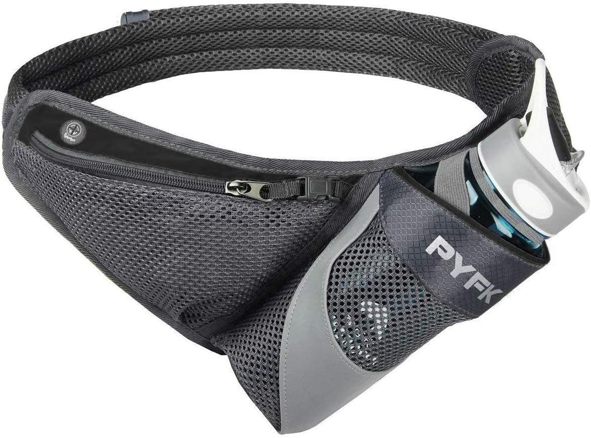 PYFK Running Belt Hydration Waist Pack with Water Bottle Holder for Men Women Waist Pouch Fanny Bag Reflective