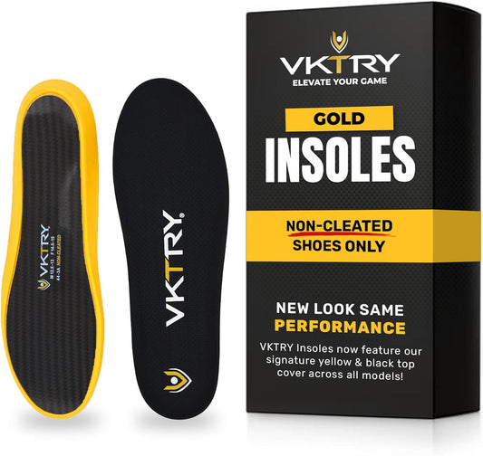 VKTRY Gold for Non-Cleated Shoes - Carbon Fiber Performance Insoles - Customized Athletic Inserts for Sports Basketball Volleyball Running & More | Shock Absorption US M11.5-12, W13.5-14, >220lbs