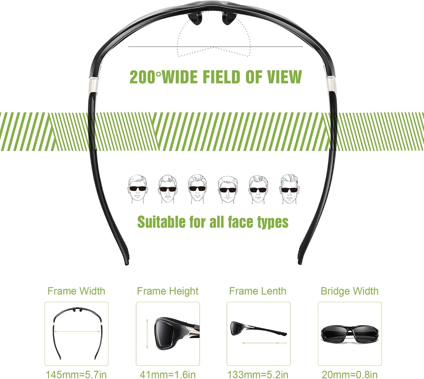 3 Pack Polarized Sports Sunglasses for Men, Mens Sunglasses Wrap Around UV400 Protection for Cycling Fishing Driving