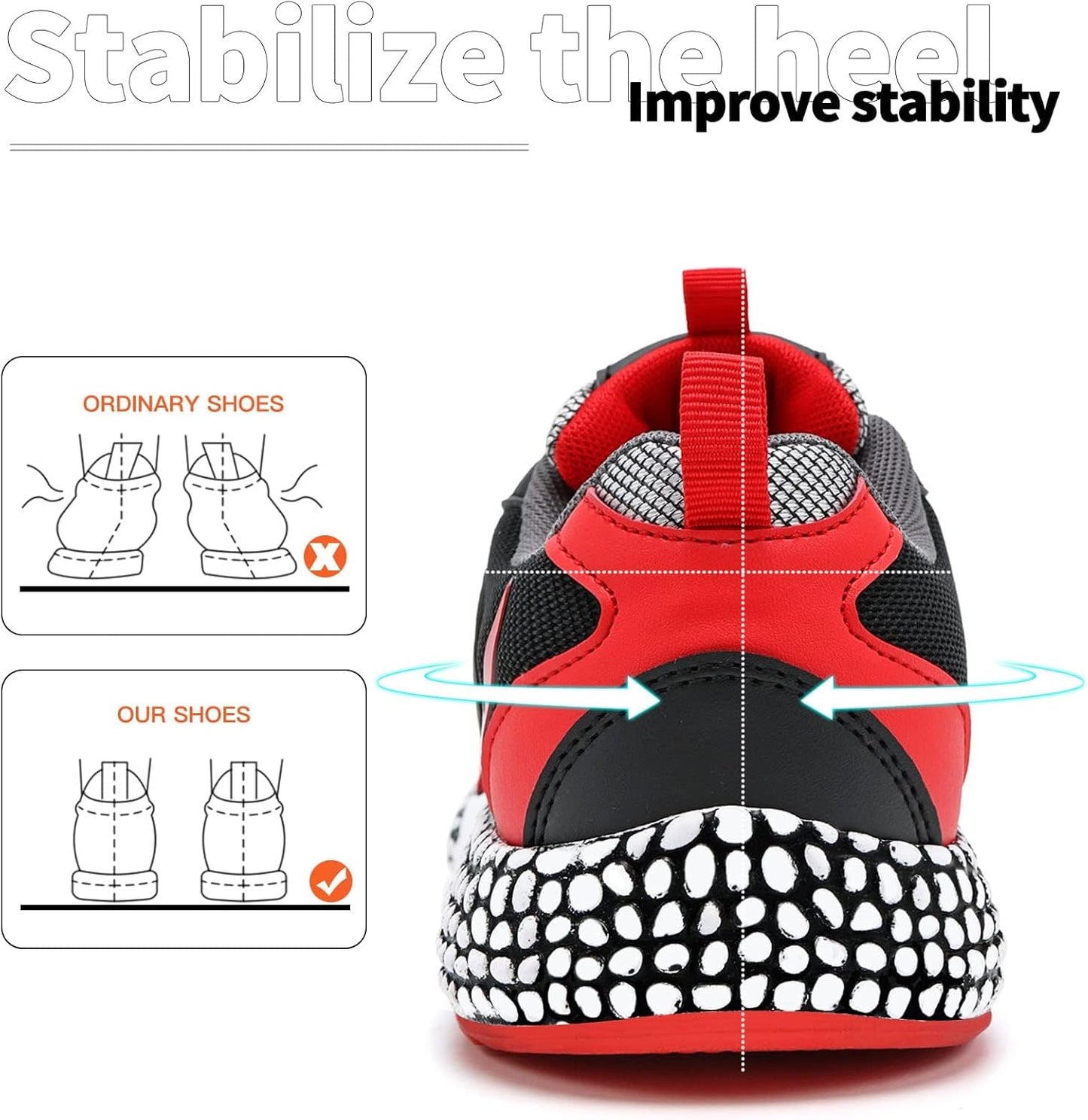 WETIKE Boy's Shoes Mesh Slip on Lightweight Running Sneakers