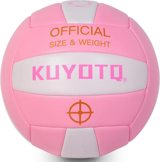 KUYOTQ Official Size 5 in&Outdoor Beach Volleyball,3MM Thickened Surface Soft Leather Youth Womens Mens Volleyball for Game Gym Training(Deflated)