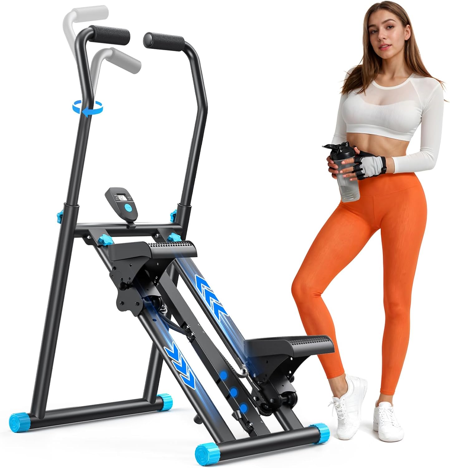 MERACH Stair Stepper for Home Gym Exercise, New Version Vertical Climber Machine for Full-Body Workout, Compact Folding Cardio Exercise Climber with Extended Step Range, Adjustable Handlebar & Pedals