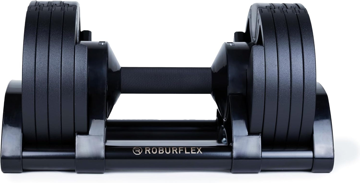 Adjustable Dumbbell (Single) by ROBURFLEX for Workout Strength Training Fitness Home Gym