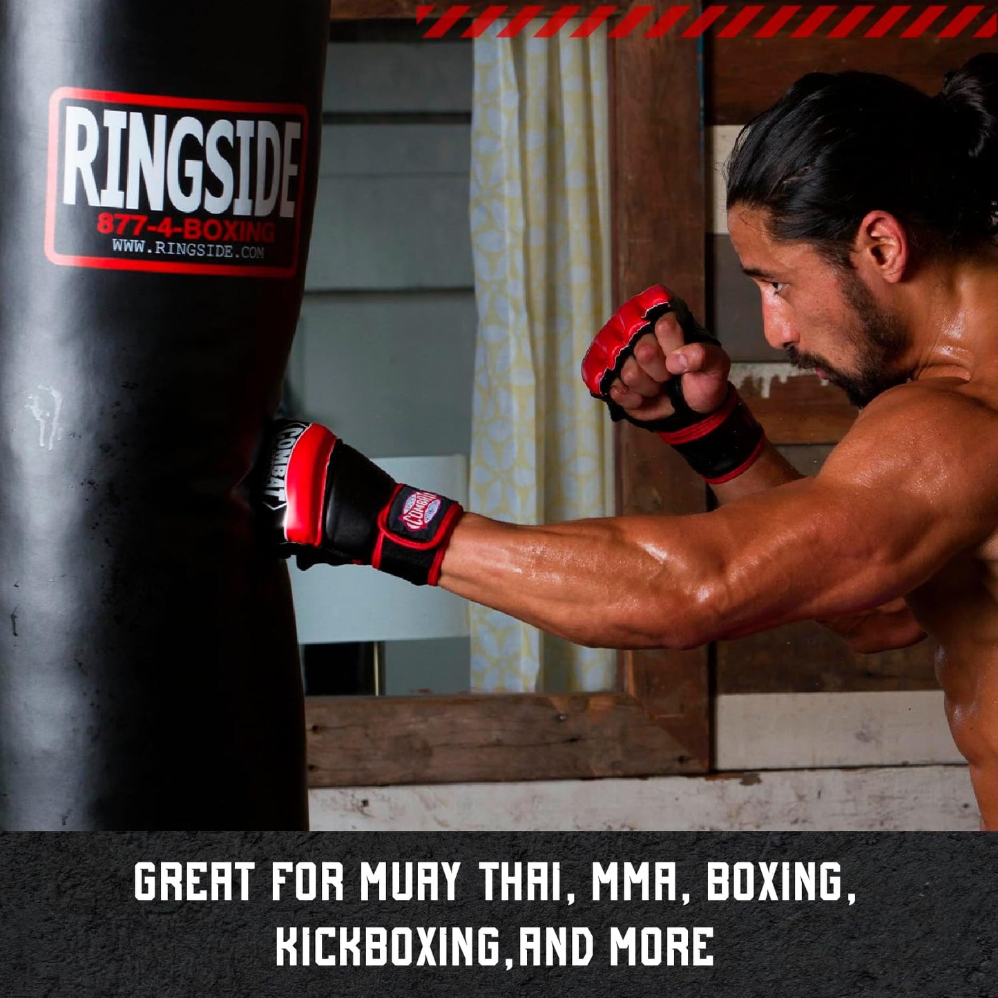 Ringside 100-Pound Muay Thai Heavy Bag, Sturdy Powerhide Punching Bag for Boxing, MMA, Muay Thai, and Kickboxing Training and Workout, Includes Chain and Swivel, Black, 72" H x 13" Dia.