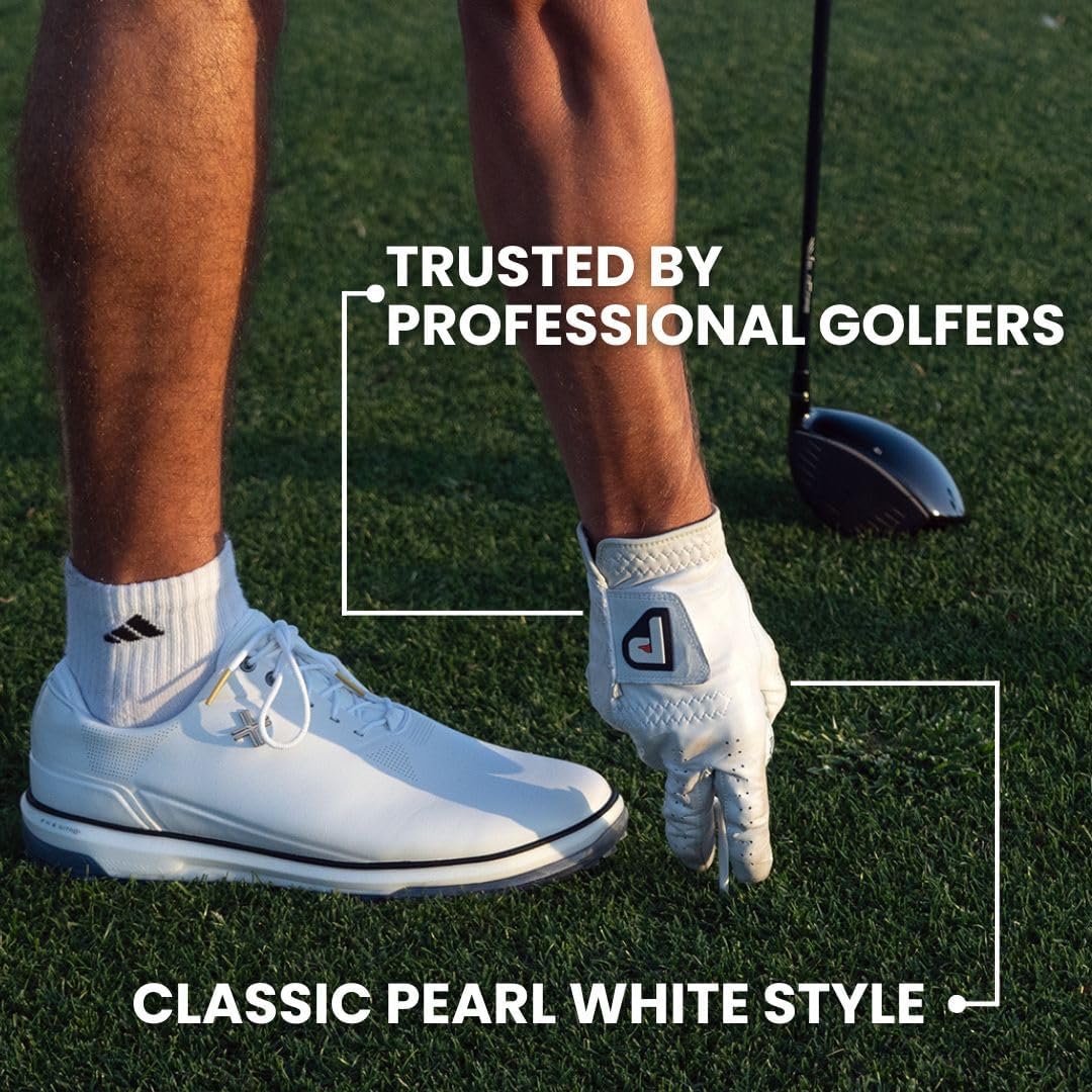 PUR3 2 Pack Golf Gloves Men | Real Genuine Cabretta Leather Glove - Super Soft Feel - Ball Marker Included - Mens Golf Gloves Left Hand or Right Hand