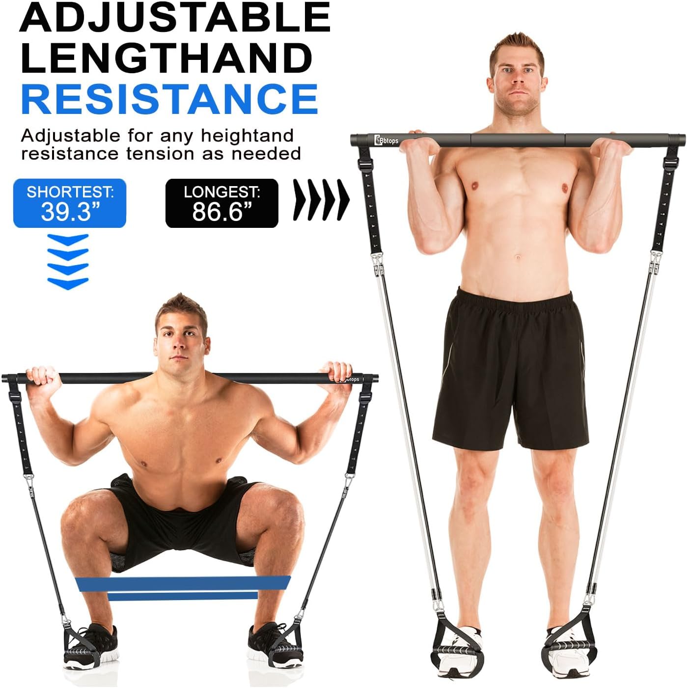 Pilates Bar Kit with Resistance Bands,Pilates Bar with Stackable Bands Workout Equipment for Legs,Hip,Waist and Arm,Exercise Fitness Equipment for Women & Men Home Gym Yoga Pilates