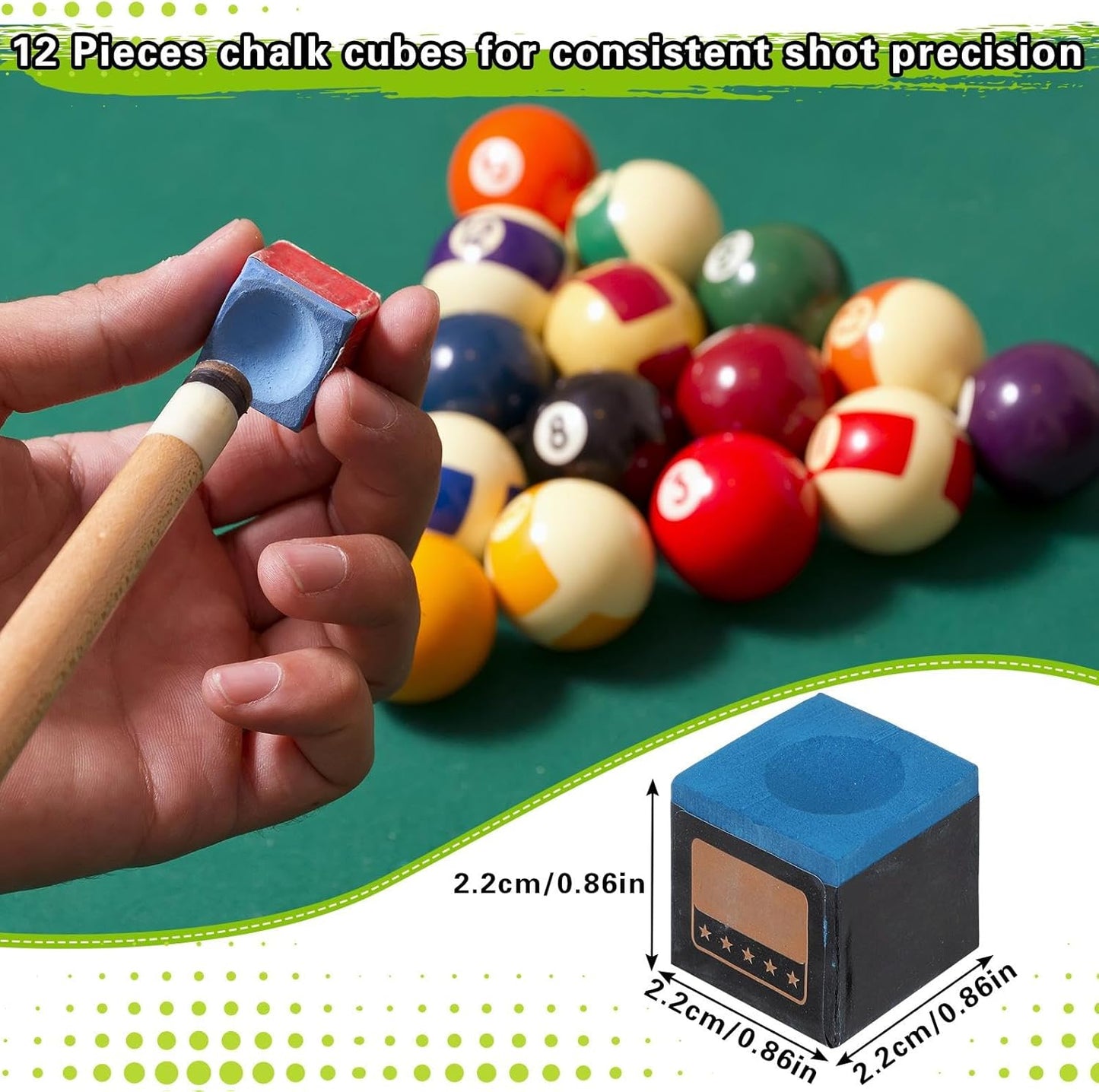 31 Pcs Billiard Accessory Kit Billiard Pool Table Balls with Triangle and Diamond Ball Holder Cue Chalks Pool Table Brush Set