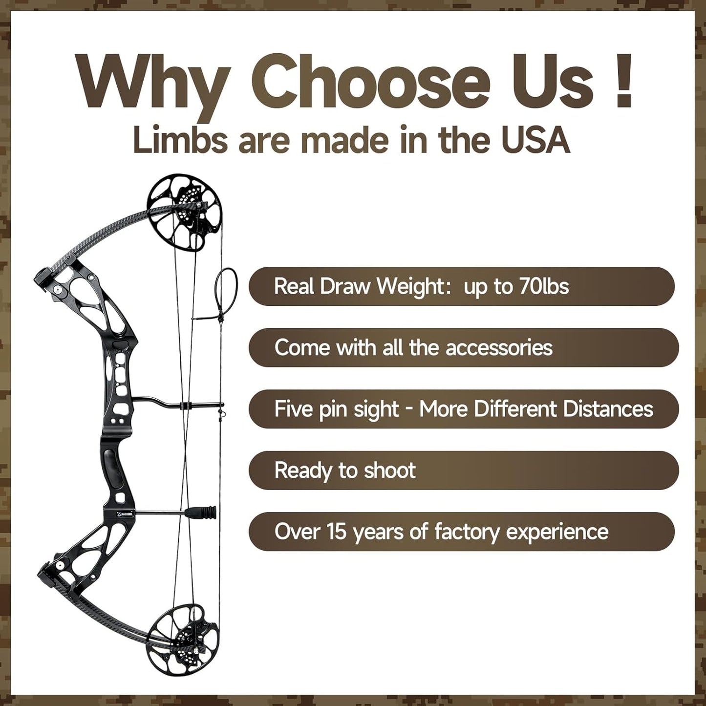 Compound Bows Draw Weight 30-70lbs Ready to Shoot, Bow and Arrow Set for Adults, Archery Set Come with All The Accessories