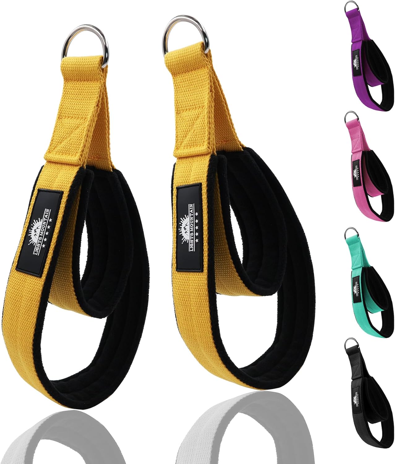 1 Pair Pilates Double Loop Straps for Reformer Fitness D-Ring Straps Handle, Yoga Exercise Accessories for Home Gym Workout