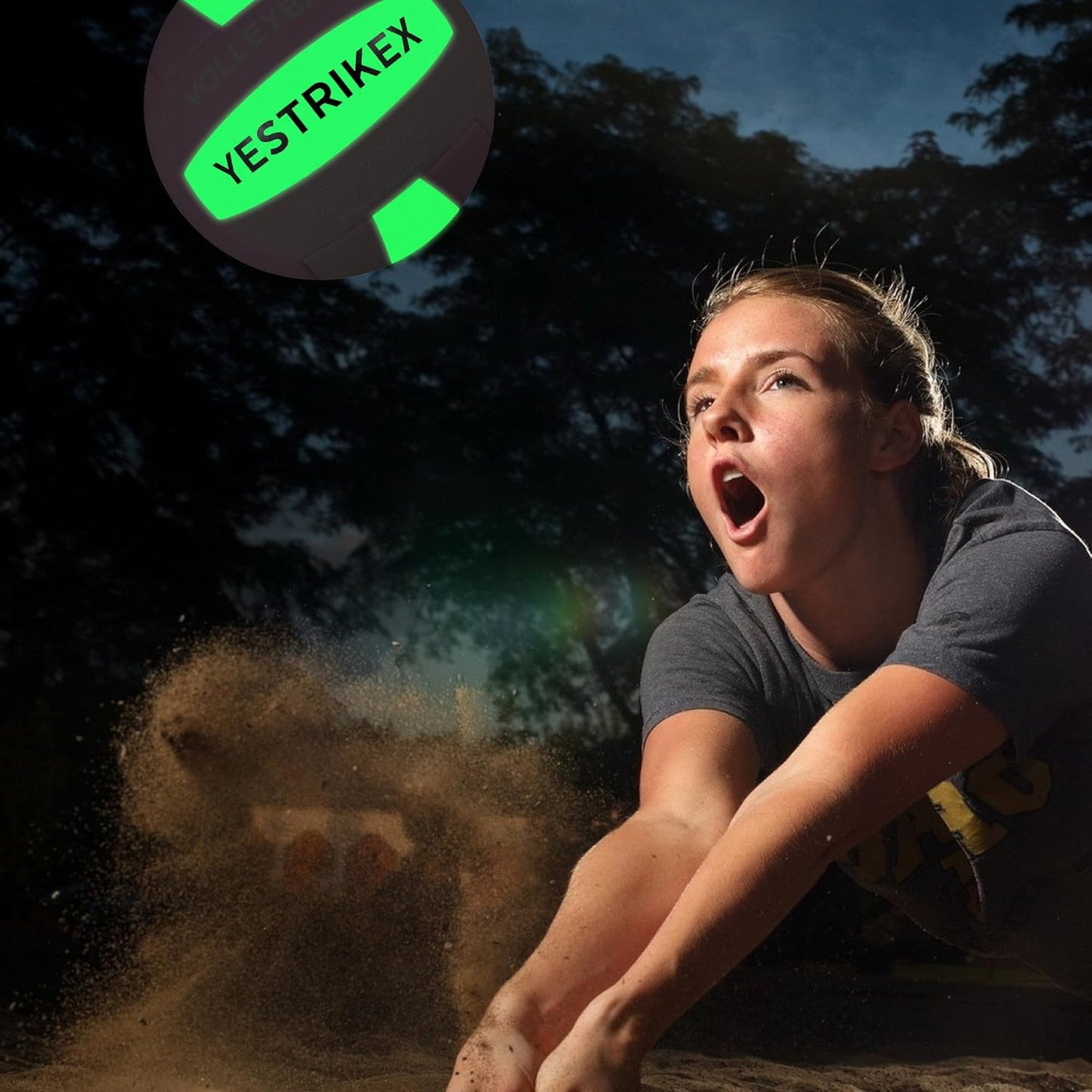 Official Size 5 Glow in The Dark Volleyball, Fluorescent Light Night Volleyball Soft Indoor Outdoor Volleyball Gift Luminous Night Light Ball for Game Gym Training Beach Play with Pump Kit