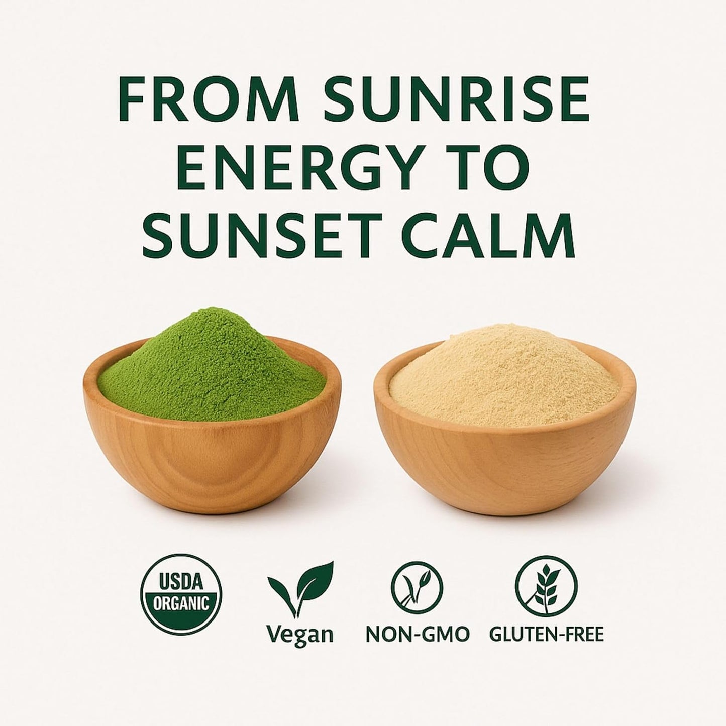 Organic Moringa & Ashwagandha Powder Bundle – 1 lb (454g) Each – USDA Organic Herbal Superfood Adaptogens for Energy, Stress Relief, Focus, Immune Support – Vegan, Non-GMO Supplement for Daily Use