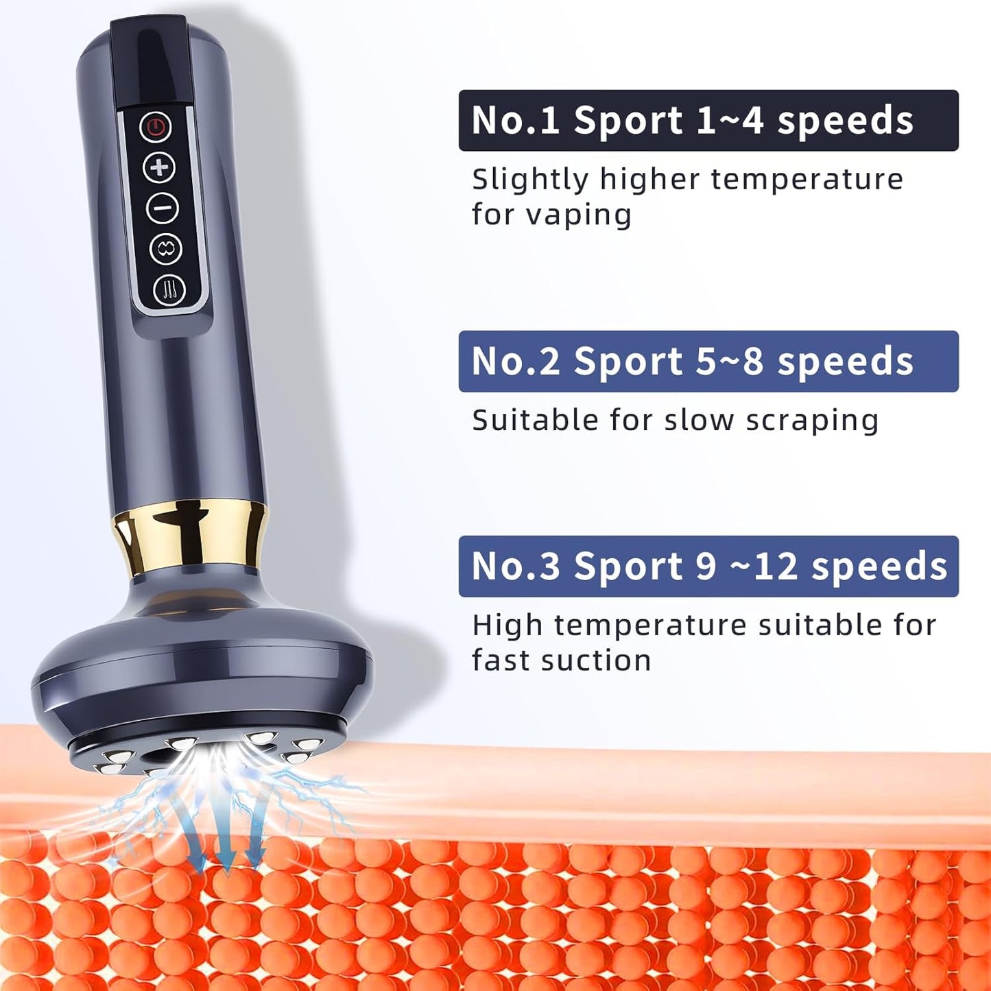 Electric Handheld Cellulite Massager -12 Adjustable Suction Modes for Anti-Cellulites Massage Therapy, Rechargeable Cordless Cellulite Remover Tool for Legs/Belly/Thighs/Arms/Butt(White)