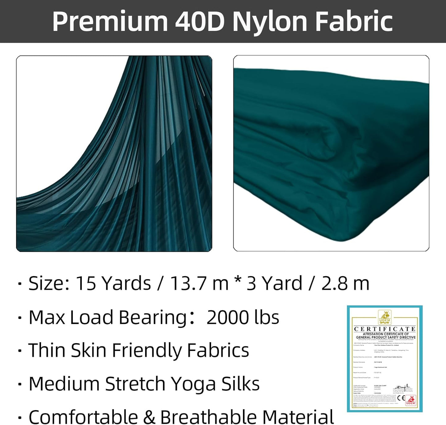 PRIOR FITNESS Aerial Silks Kit Colorful 9/15/20 Yards 40D Nylon Fabric Hammock Set With Hardware & Guide for All Levels Of Aerial Yoga Practice and Acrobatic Flying For Adults Aerial silk