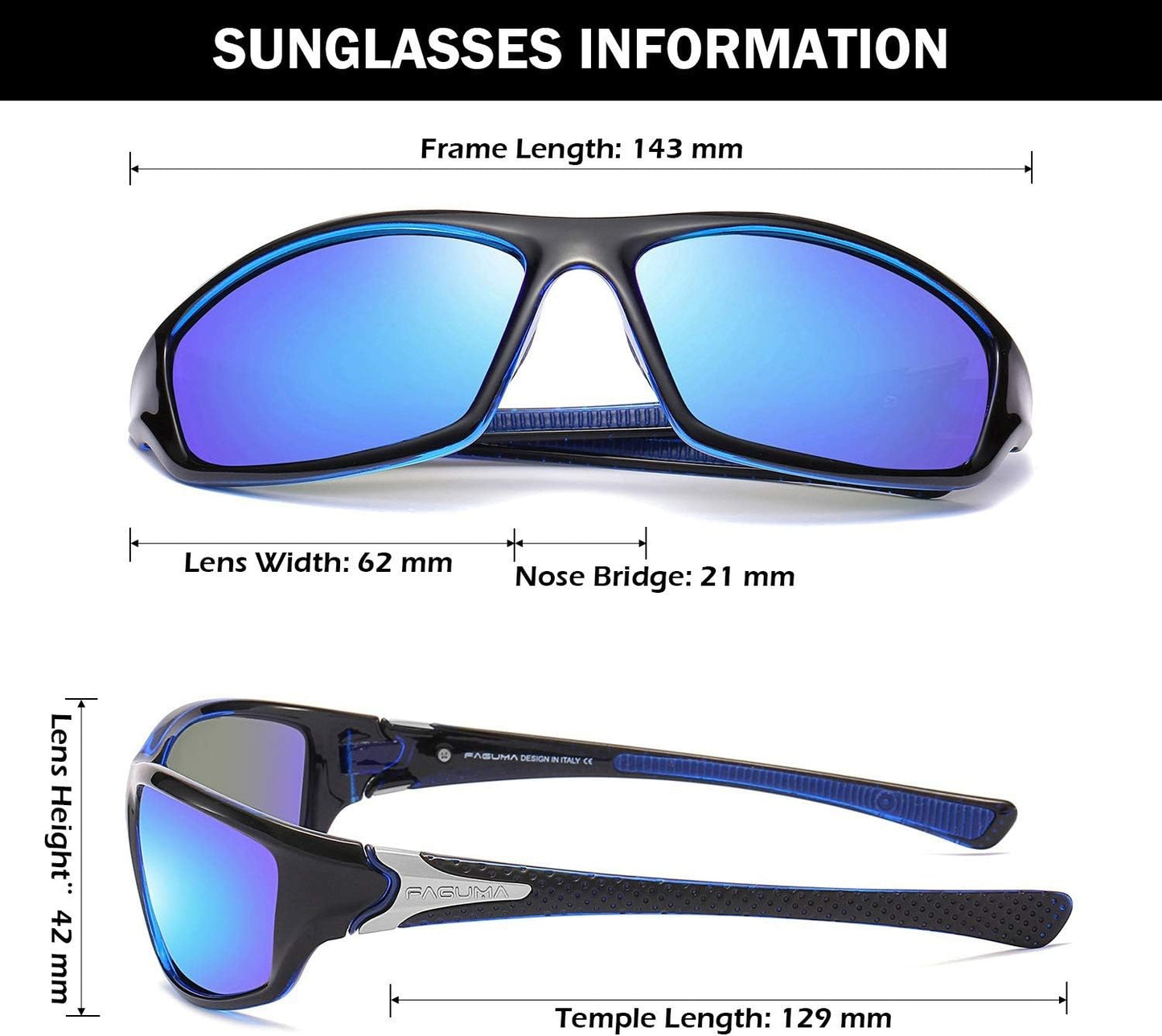 FAGUMA Sports Polarized Sunglasses For Men Cycling Driving Fishing UV400 Protection