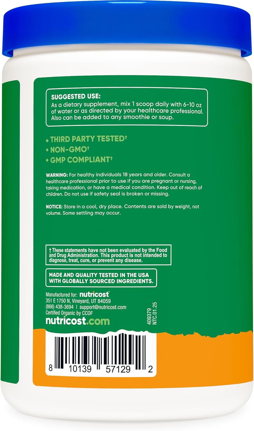 Nutricost Organic Super Greens Powder (30 Servings) Orange Sunrise Flavor - Superfood Supplement Drink Mix