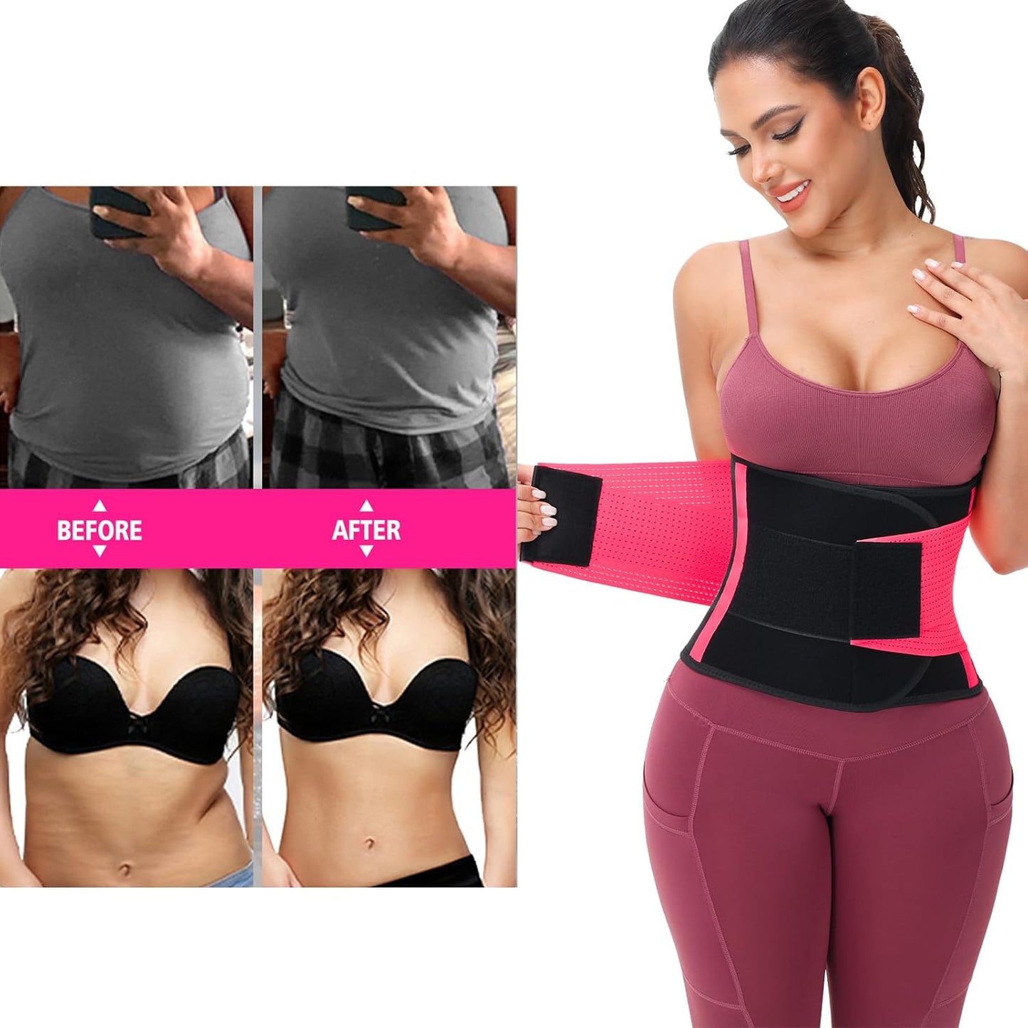 VENUZOR Waist Trainer Belt for Women - Waist Cincher Trimmer - Slimming Body Shaper Belt - Sport Girdle Belt (UP Graded)
