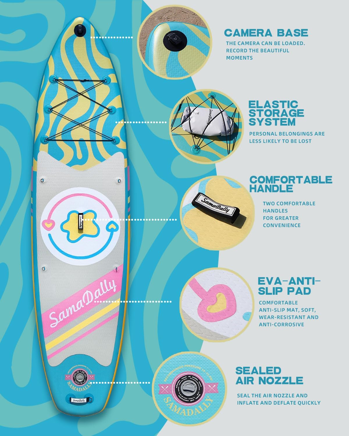 11'Stand Up Paddle Boards Surf Control with Premium SUP Board Accessories Backpack & Removable Fins, 34" Wide Inflatable Paddle Boards of All Skill Levels