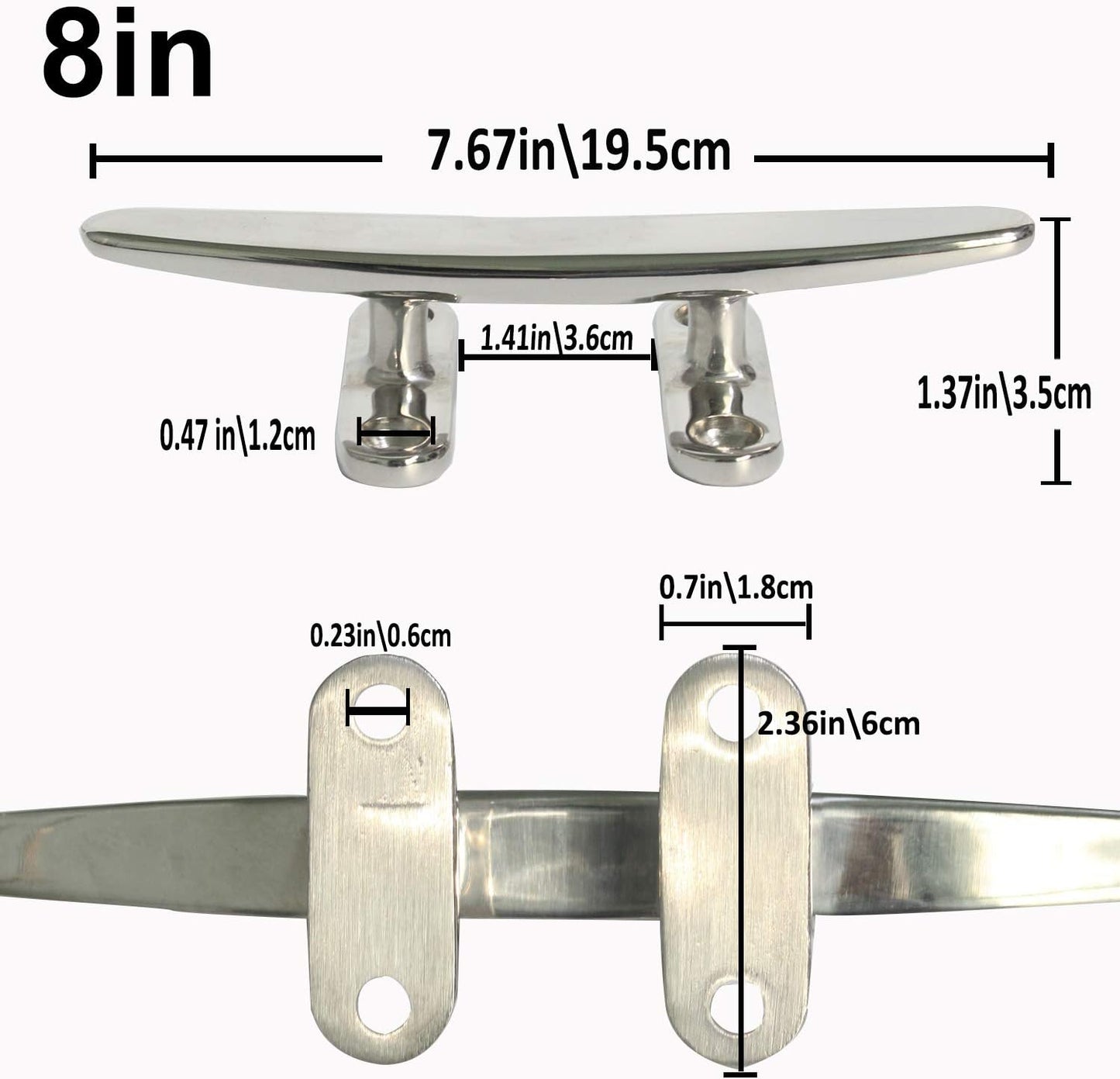 Boat Cleat Open Base Boat Cleat, Dock Cleat All 316 Stainless Steel Boat Mooring Accessories, Free Installation Accessories Screws(4/5 /6/8 inch)