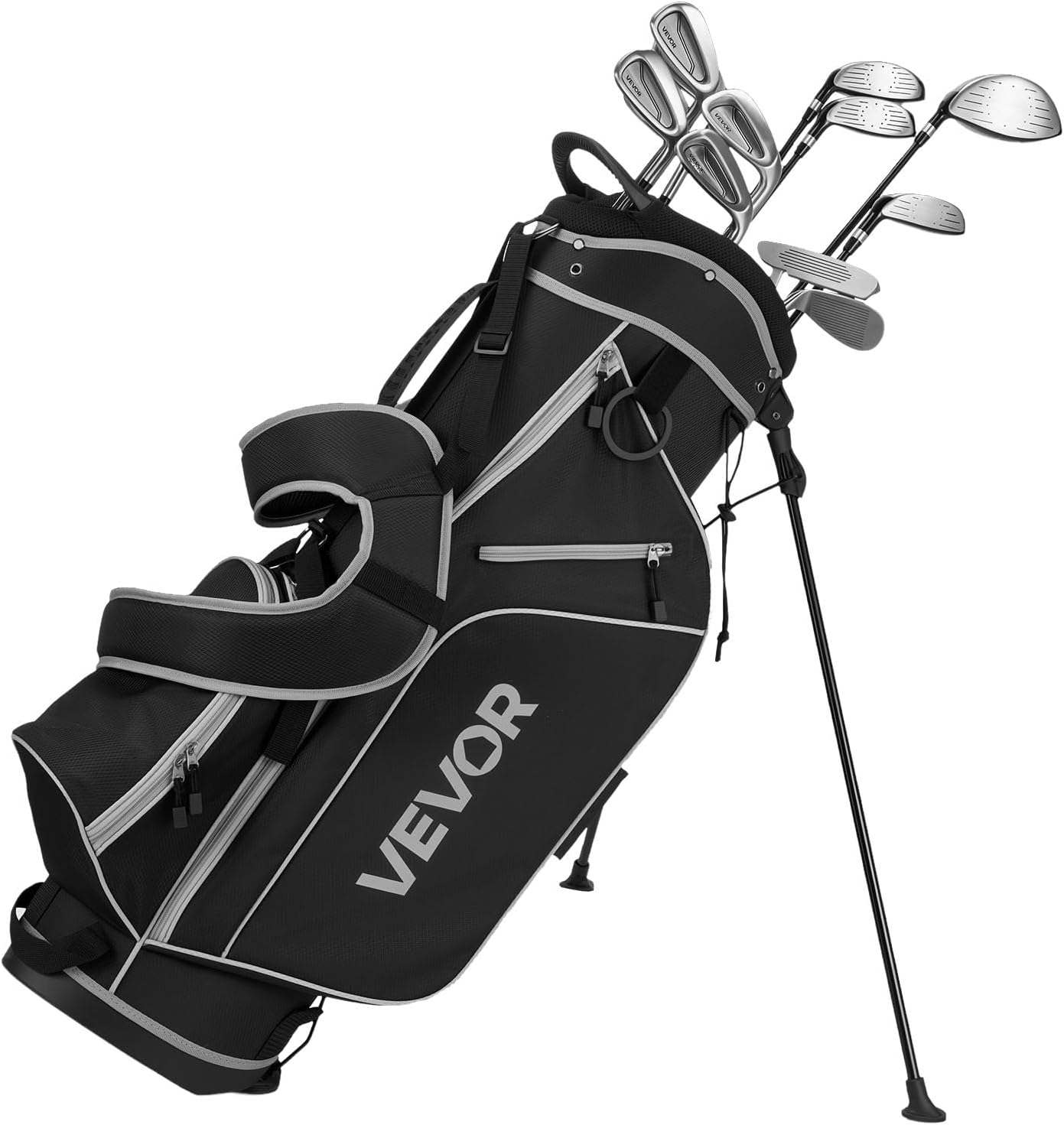 VEVOR Golf Club Set, 12 Pieces Golf Club Complete Set Right Handed with 460CC #1 Driver, #3 & 5 Fairway Wood, #4 Hybrid, #5/#6/#7/#8/#9/#PW/#SW Irons, L-Shaped Putter, Golf Stand Bag