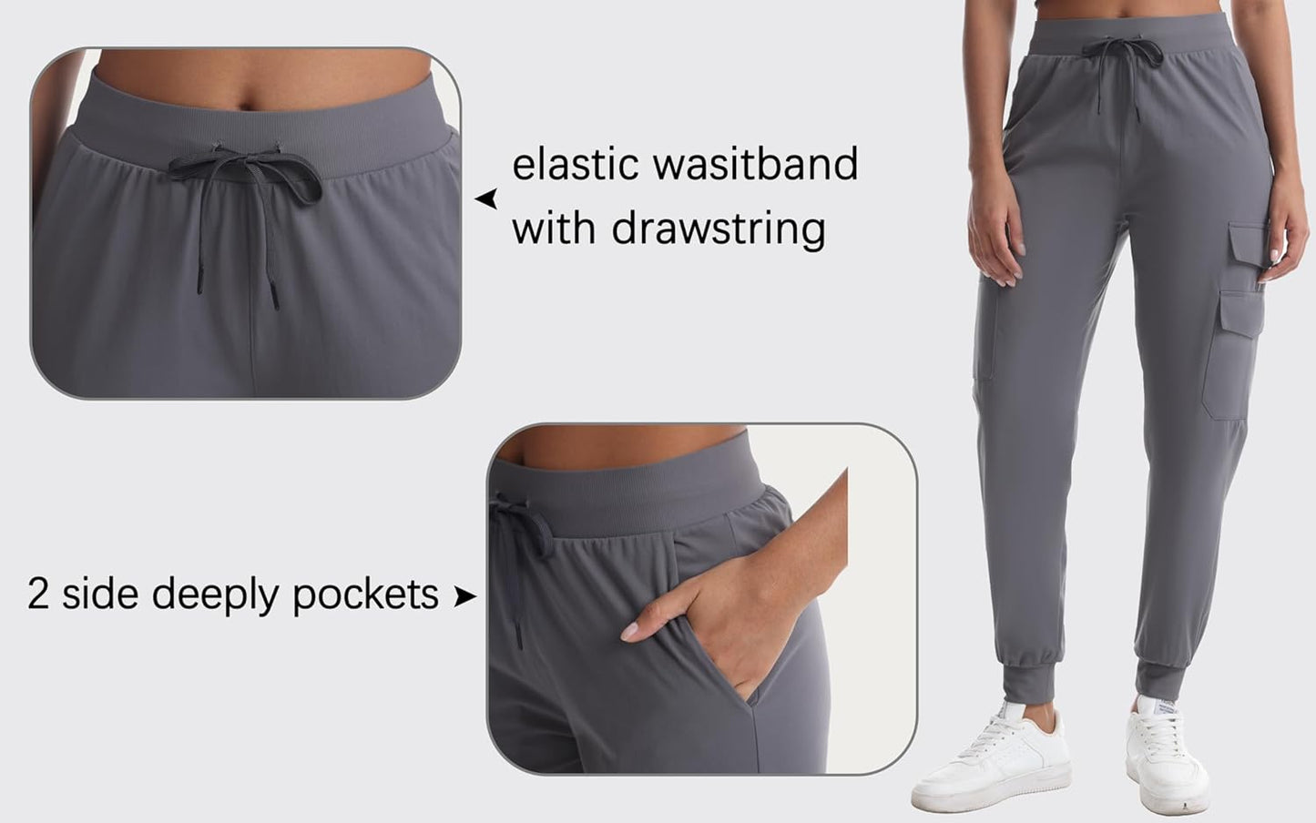 Women's Hiking Pants with Pockets Water Resistant Lightweight Quick Dry Cargo Pants for Travel Outdoor