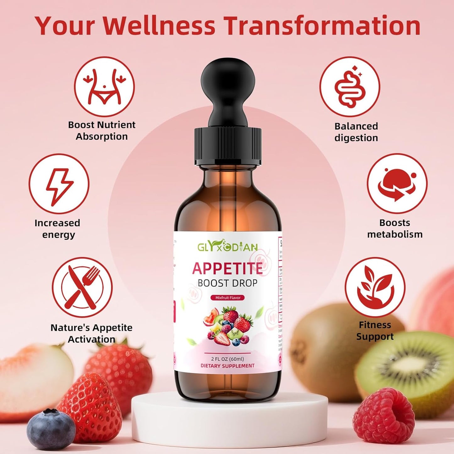 Appetite Booster Drops ：Premium Dietary Supplement for Kids Women Promotes Healthy Eating Improves Digestive Intestinal Health Aids Fast Digestion Absorption Support Growth Mixed Fruit Flavor