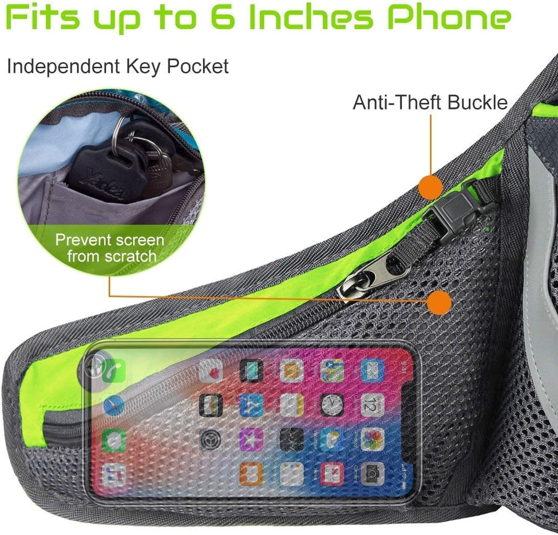 PYFK Running Belt Hydration Waist Pack with Water Bottle Holder for Men Women Waist Pouch Fanny Bag Reflective