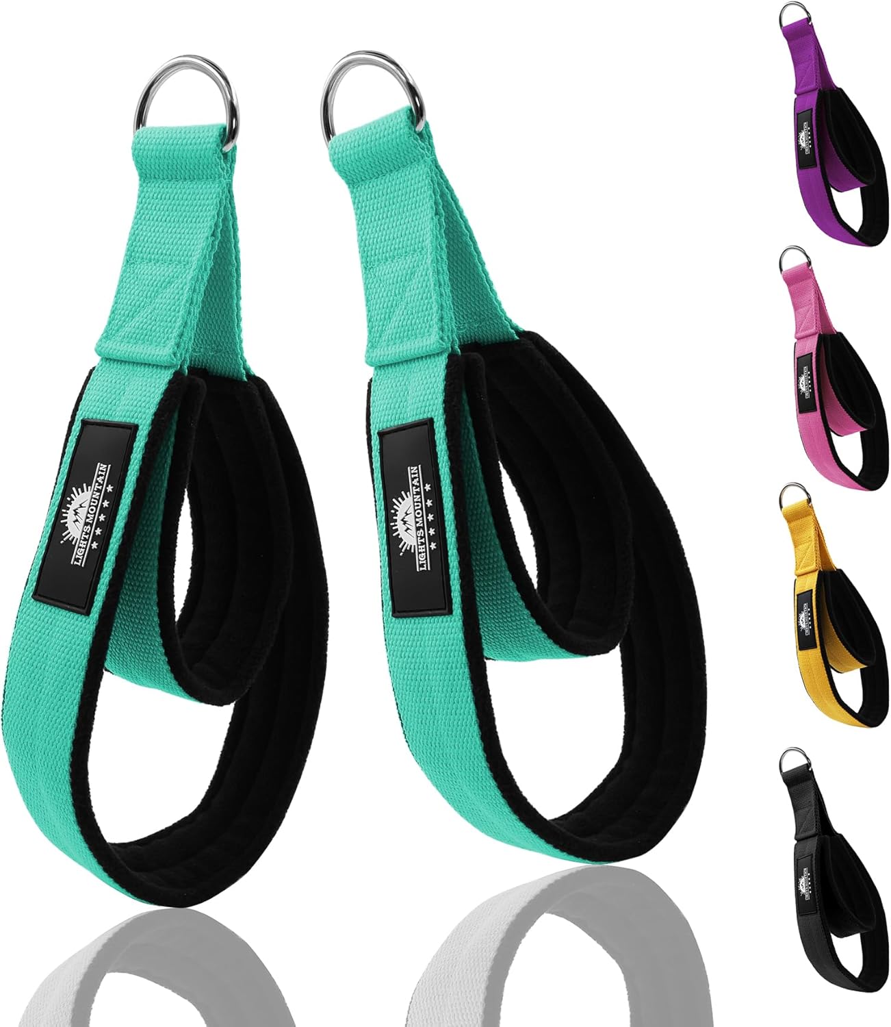 1 Pair Pilates Double Loop Straps for Reformer Fitness D-Ring Straps Handle, Yoga Exercise Accessories for Home Gym Workout