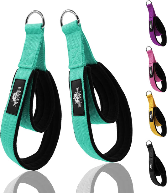 1 Pair Pilates Double Loop Straps for Reformer Fitness D-Ring Straps Handle, Yoga Exercise Accessories for Home Gym Workout