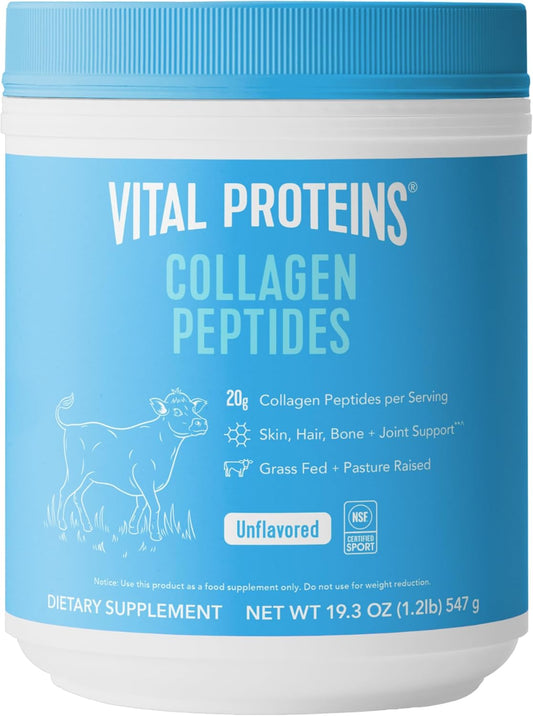 Vital Proteins Collagen Peptides Powder - Grass Fed Collagen Peptides for Hair, Nail, Skin, Bone & Joint Health, Unflavored, 27 Servings