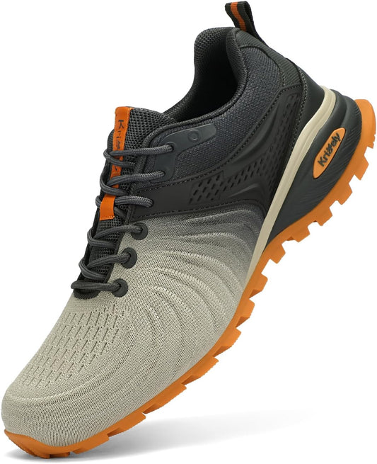 Kricely Men's Walking Shoes Breathable Lightweight Fashion Sneakers Non Slip Sport Gym Jogging Trail Running Shoes