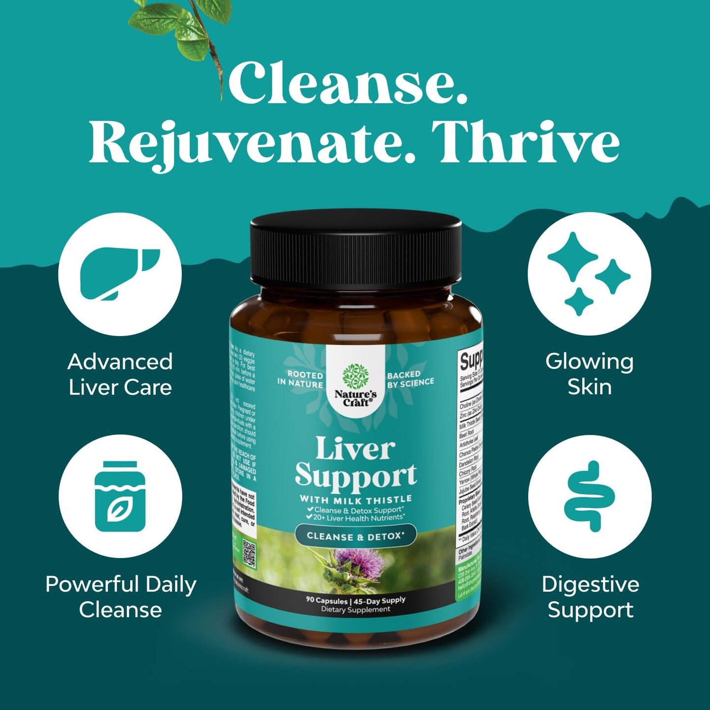Liver Cleanse Detox & Repair 90 Capsules - Herbal Liver Support Milk Thistle Supplement - Silymarin Milk Thistle Supplements with Dandelion Root, Choline, Beetroot & Artichoke Extract