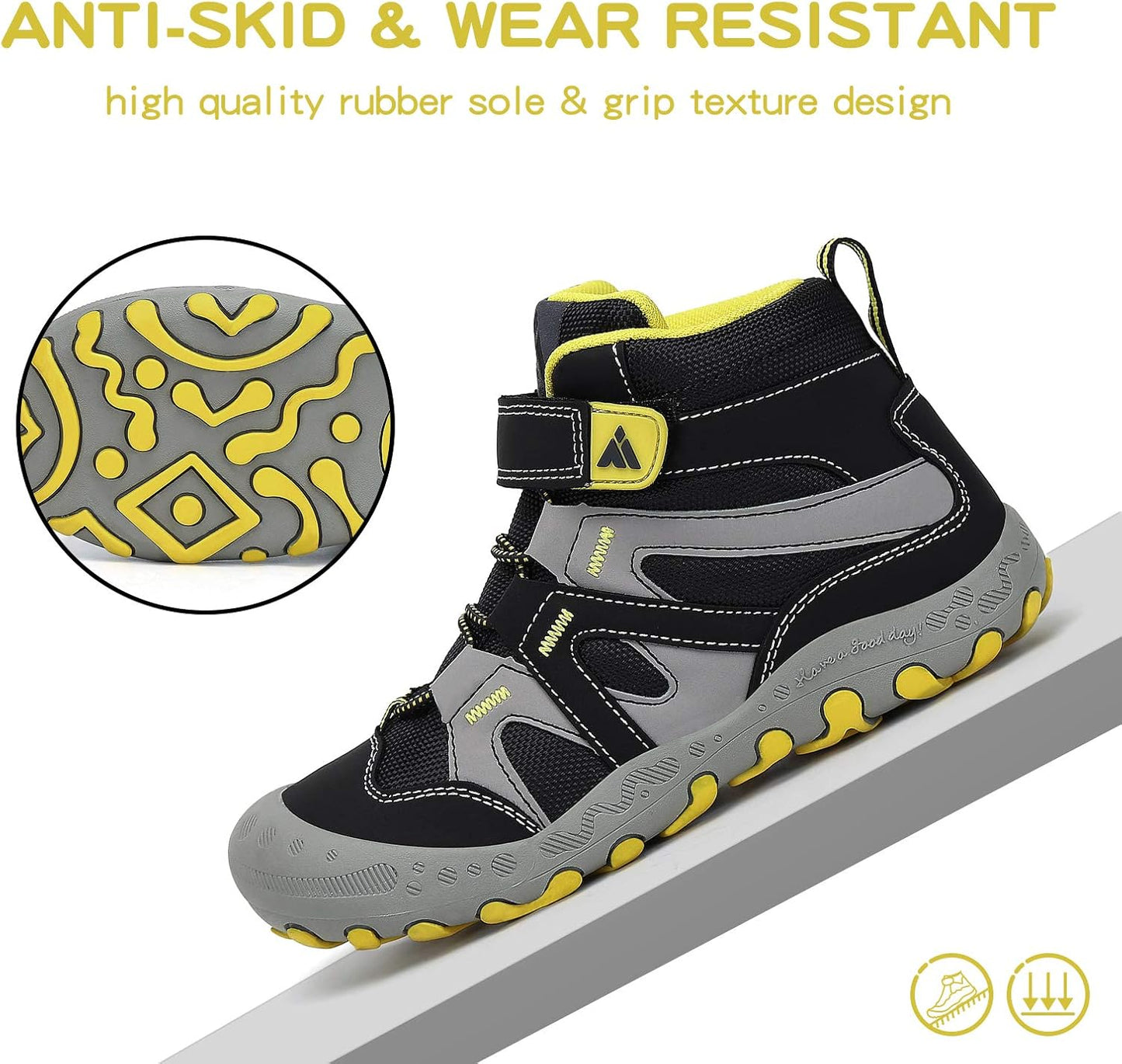 Mishansha Kids Water Resistant Hiking Boots, Boys Girls Anti Collision Anti-Skid Athletic Outdoor Adventure Trekking Shoes