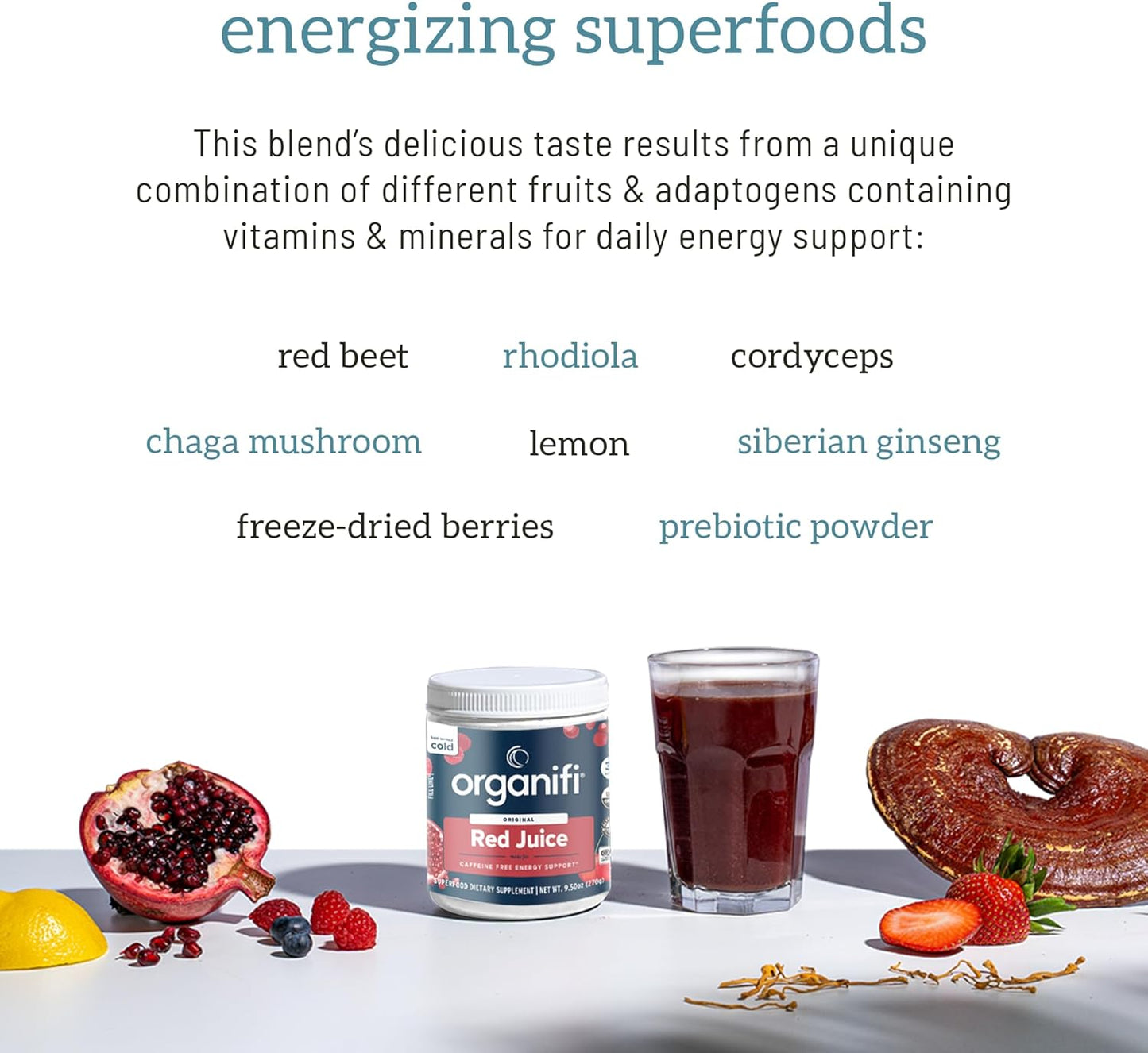 Organifi Red Juice - Energy Powder Reduces Afternoon Crashes and Boosts Digestion and Immune System, 30 Servings