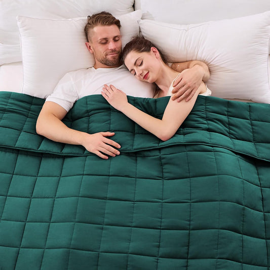 yescool Weighted Blanket for Adults (30 lbs, 88" x 104", Dark Green) Cooling Heavy Blanket for Sleeping Perfect for 290-310 lbs, King Size Breathable Blanket with Premium Glass Bead, Machine Washable