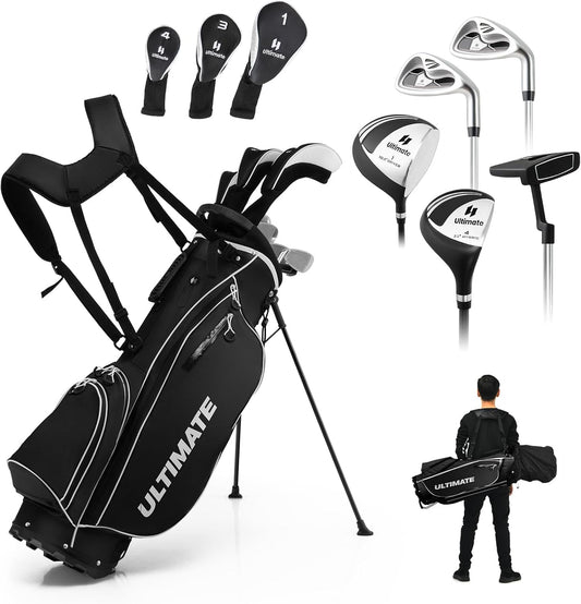ULTIMATE Men's Complete Golf Club Set – Right-Handed, 9/11-Piece Full Set Including 460cc #1 Driver, #3 Fairway Wood, Hybrid, #6, #7, #8, #9, #P Irons, and a Precision Putter