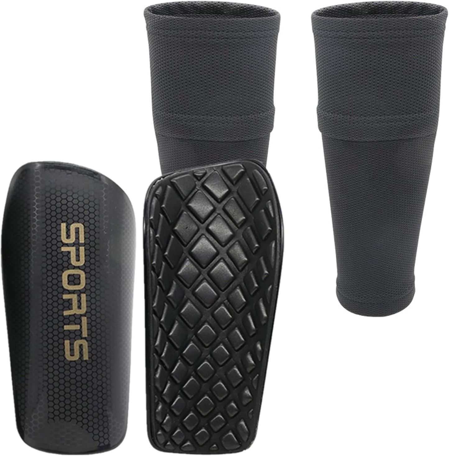 Soccer Shin Guards for Kids Youth Adults - Shin Pads and Sleeves Set with Optimized Insert Pocket for Boys Girls Men Women for Football Games - Protective Soccer Equipment(3 in 1)