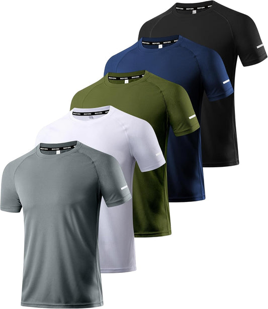 Boyzn 1, 3, 5 or 7 Pack Men's Workout Running Shirts, Dry Fit Moisture Wicking T-Shirt, Gym Athletic Short Sleeve Tee Shirts