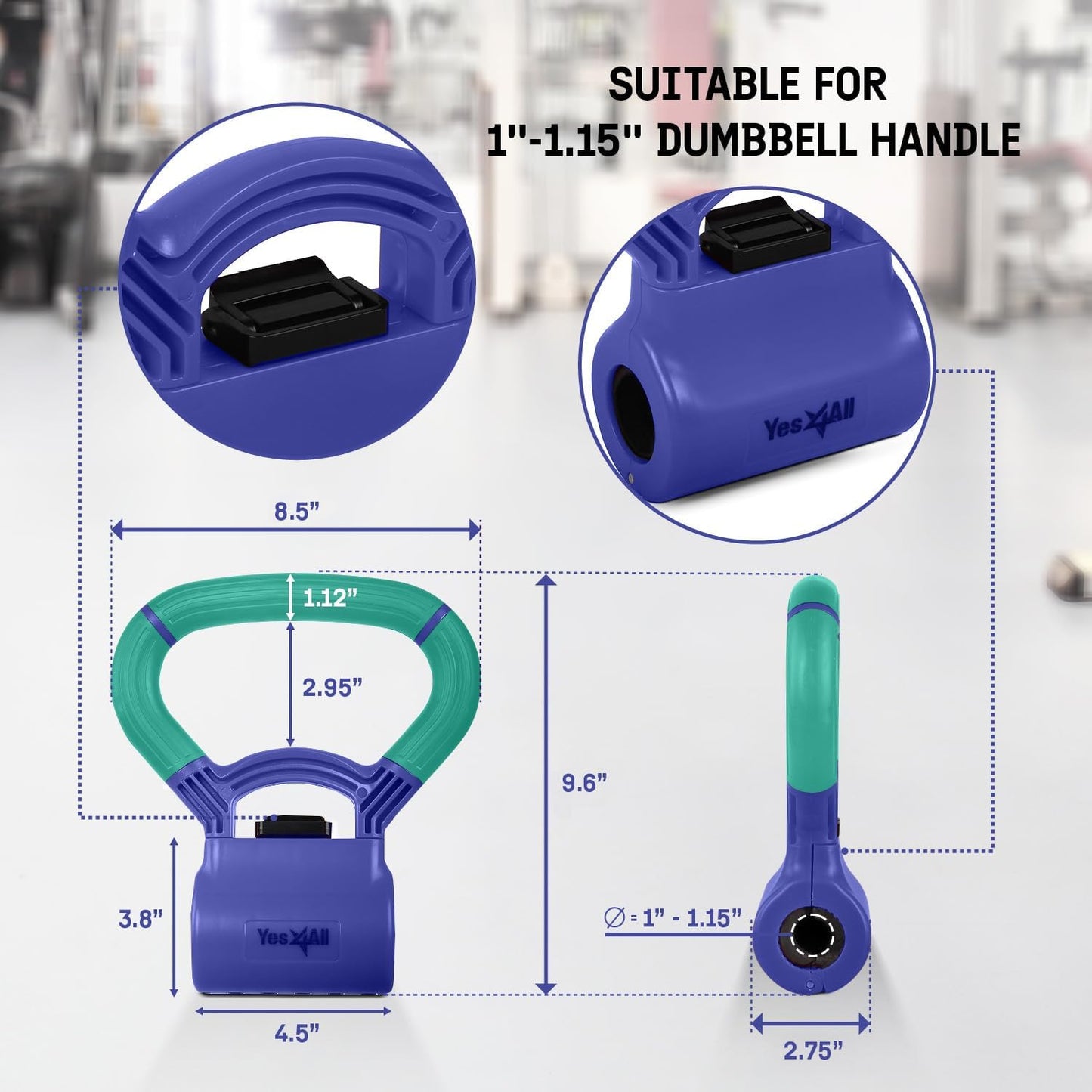 Yes4All Kettlebells Grip, Dumbbell Grip Handle, Convert Dumbbells into Kettlebell for Home Gym, Kettlebell for Weights Plate