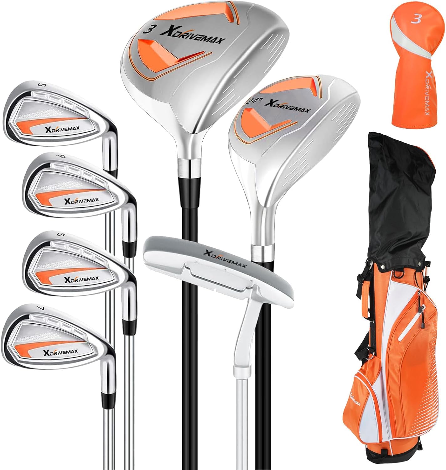 8 Pieces Complete Golf Club Set – Full Set with Bag, Fairway Wood, Hybrid, Irons, Putter – Lightweight, Beginner Friendly, Premium Quality, Distance & Accuracy, Easy to Use for Men & Women